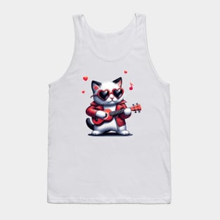 rock cat with ukulele Tank Top